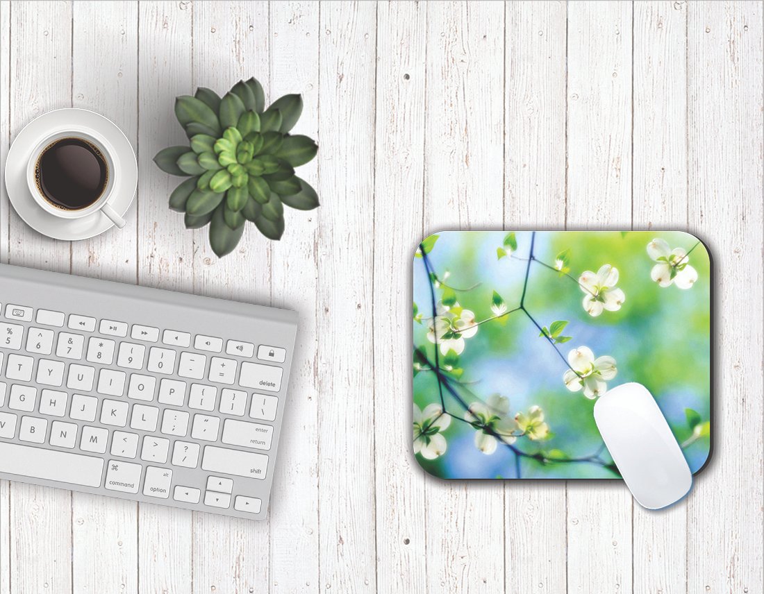 Fantaboy White Floral Print Mouse Pad